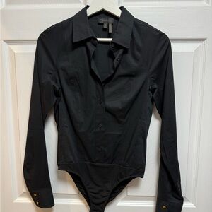 Donna Karan Black Long Sleeve Bodysuit